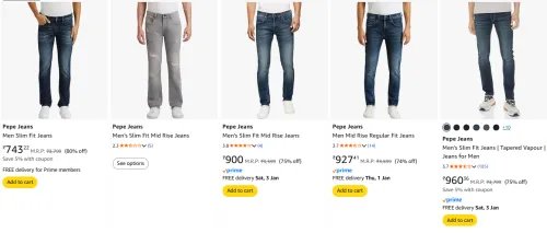 Image of Upto 80% off on Pepe jeans 