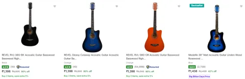 Image of upto 80% off on Guitars starts @ ₹1398