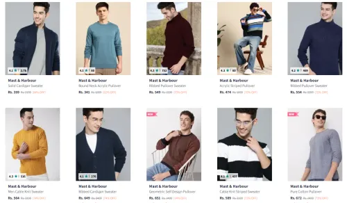 Image of upto 84% off on Mast & Harbour Sweater