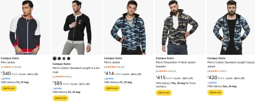 Image of upto 86% off on campus sutra jackets 
