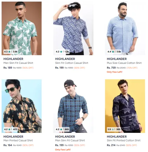 Image of UP TO 90% OFF - Highlander Casual Shirts for Men's