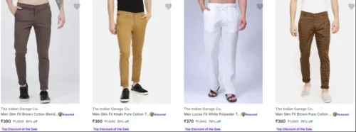 Image of ( upto 81% off ) The Indian Garage Co Mens Trousers starts @ ₹360