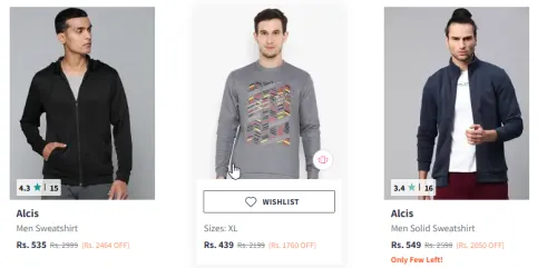 Image of Upto 82% Off On Alcis Men's Sweatshirt & Hoodie Starts @439 