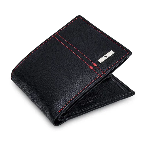 Image of URBAN FOREST Liam Black/Red Leather Wallet for Men