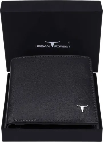 Image of URBAN FOREST Men's Black Leather Wallet