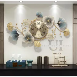 URBAN INSPIRATIONS Metal Wall Clock Big Antique Decorative Home Interior Stylish Watch & Silent Machine Gold for Bedroom / Living Room- 70CM, Analog