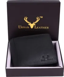 URBAN LEATHER Men Formal Black Genuine Leather RFID  Wallet 