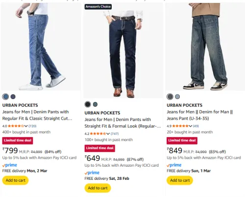 Image of URBAN POCKETS mens jeans upto 87% discount 