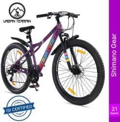 Urban Terrain Pride Steel Cycles for Men With Shimano Geared & Dual Disc Brake MTB 27.5 T (inch) Road Cycle (21 Gear, Pu