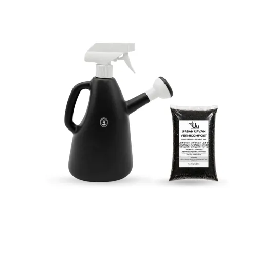 Image of Urban Upvan Watering Can 1L (Multicolor) with 500g Vermicompost | Plastic Garden Water Can with Sprinkler Spout |
