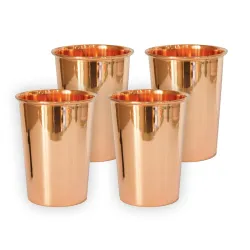 Urbane Home Copper Drinking Serving Water Glasses Serveware Glass Tumbler (2 Pcs,Height-9 cm, Dia- 6 cm, 300 ml Each)