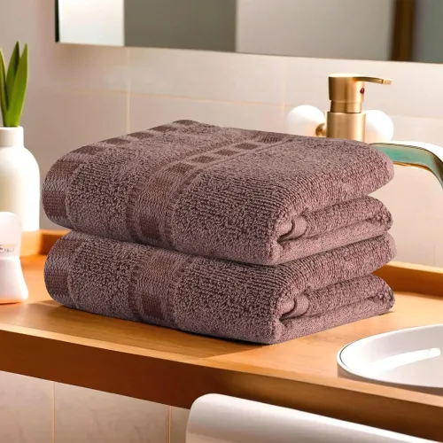Image of Urbane Home Cotton Hand/Face Towels (Pack of 2, Brown)