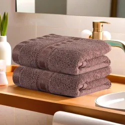Urbane Home Cotton Hand/Face Towels (Pack of 2, Brown)