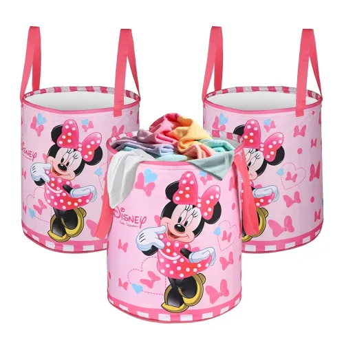 Image of Urbane Home Pack of 3 Foldable Dirty Clothes 45L Laundry Basket With Handles | Baby Unwashed Dress Bin/Storage Box | Dis