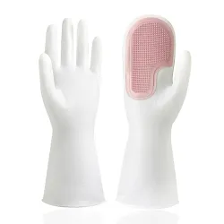Urbane Home Multi-Purpose Silicon Gloves For Kitchen Cleaning, Pet Grooming & Gardening|Reusable Gardening Gloves|Heat R