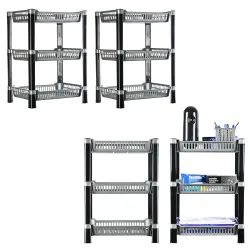 Urbane Home Pack of 4 Multipurpose Racks for Storage | 3-Tier Kids Toy Organizer/Under Wash Basin & Office Storage Cabin