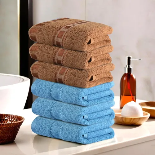 Image of Urbane Home Pack of 6 Cotton Hand/Face Towels