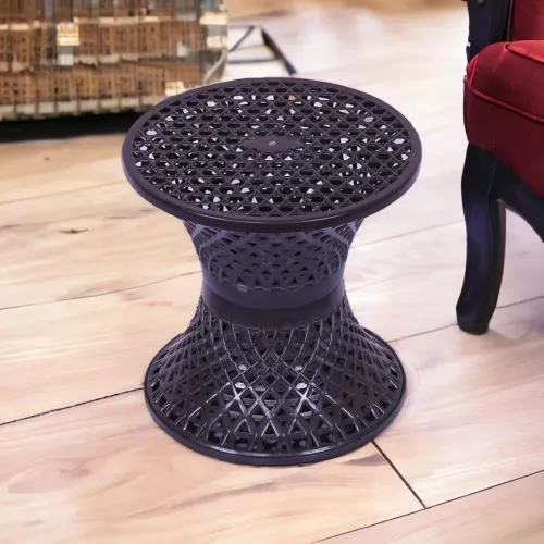 Image of Urbane Home Plastic Mesh Damroo Style Seating Stool