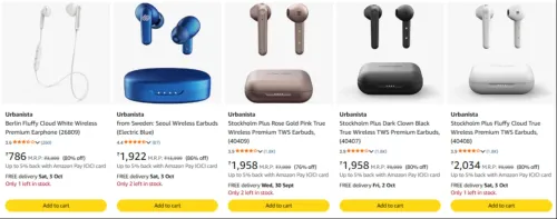 Image of Urbanista Earphone upto 86% Discount