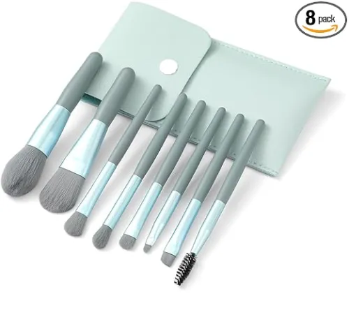 Image of URBANMAC Makeup Brush Set 8PCS Mini With Storage (Blue Gray)