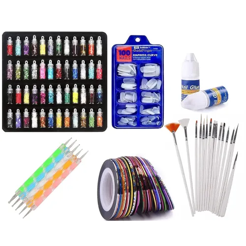 Image of URBANMAC Nail Art Kit – 48 Glitters, 100 Nails, Tools & Glue