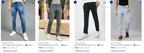 Image of Urbano Fashion Men's Jeans at minimum 70% Discount