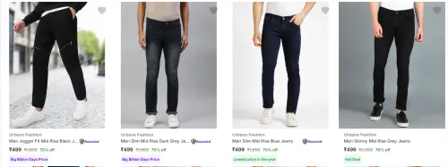 Image of Urbano Fashion Men's Jeans upto 76% Discount