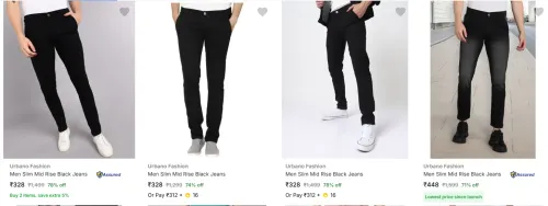 Image of Urbano Fashion Men's Jeans upto 78% Discount
