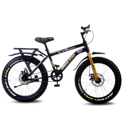 URBANSTAR Hulk | IBC | 20T BMX | in-Built Carrier | D/D | Fat Tyres | Semi Assembled | 20 T (inch) Fat Tyre Cycle (Single Speed, Black, Rigid)
