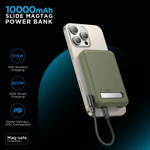 Image of URBN 10000 mAh Wired & Wireless MagSafe Nano Pocket Power Bank
