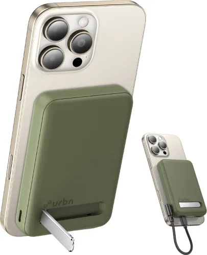 Image of 10000 mAh 20 W Wired & Wireless With MagSafe Nano Pocket Size Power Bank (Green, Lithium, Fast Charging for Earbuds, Mob