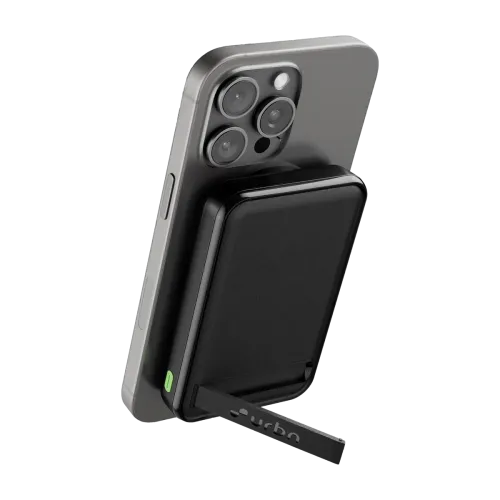 Image of URBN 10000 mAh 22.5 W Wired & Wireless With MagSafe Ultra Compact Pocket Size Power Bank (Black, Lithium, Fast Charging 