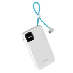 URBN 10000mAh Power Bank with Built-in Type-C Cable | 22.5W Super Fast Charging | Smart LED Display | Pocket Size | Dual Type C PD + USB Output | Portable Charger for iPhone, Samsung, and Mo...