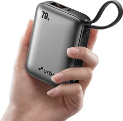 URBN 20000 mAh 70 W Nano Pocket Size Power Bank (Grey, Lithium, Fast Charging for Mobile, Laptop, Tablet, Earbuds, Smartwatch)