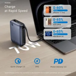 URBN 20000 mAh 70 W Pocket Size Power Bank (Blue, Lithium, Fast Charging, Power Delivery 3.0, Quick Charge 3.0 for Mobile, Laptop, Tablet, Earbuds, Smartwatch)