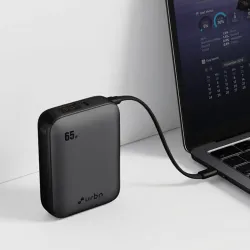 URBN 20000mAh 65W Smallest Rapid Charging Nano Power Bank with Inbuilt USB-C Cable | PD, QC & PPS Compatible | Dual Outp
