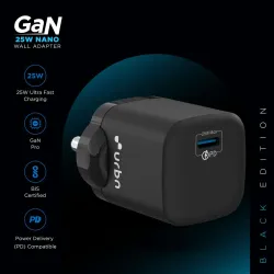 URBN 25 W PD 3 A Wall Charger for Mobile (Black)