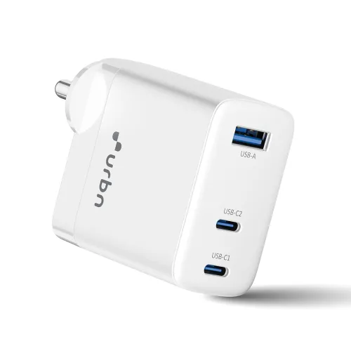 Image of URBN 67W GaN Charger (3-Port, Type-C & Type-A, White, Fast Charging)