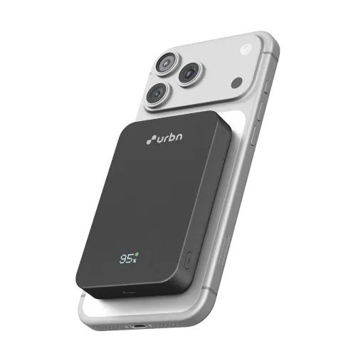 Image of URBN Slate Qi2 MagSafe Power Bank 10000mAh | 15W Magnetic Wireless Charging | 20W USB-C PD Fast Charging | LED Display |