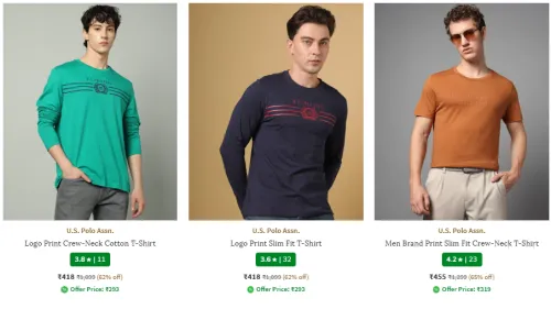 Image of U.S. Polo Assn. Men T-shirt Minimum 60% Off