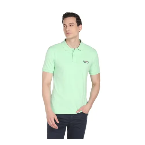 Image of U.S. POLO ASSN. Men's Ribbed Collar Pure Cotton Slim Fit Polo Shirt