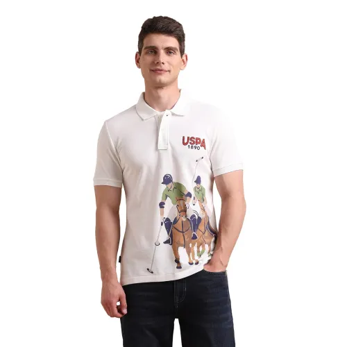 Image of U.S. Polo ASSN. Printed Polo T Shirts for Men - 100% Cotton