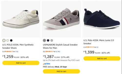 Image of Us polo Mens Sneakers Upto 65% Discount