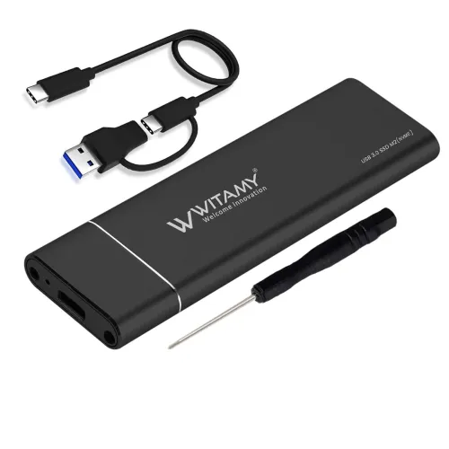 Image of USB 3.1 Gen 2 NVMe/SATA M.2 SSD Enclosure (10Gbps, USB-C, 2230/2242/2260/2280, Up to 2TB, Black)