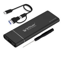 USB 3.1 Gen 2 NVMe/SATA M.2 SSD Enclosure (10Gbps, USB-C, 2230/2242/2260/2280, Up to 2TB, Black)