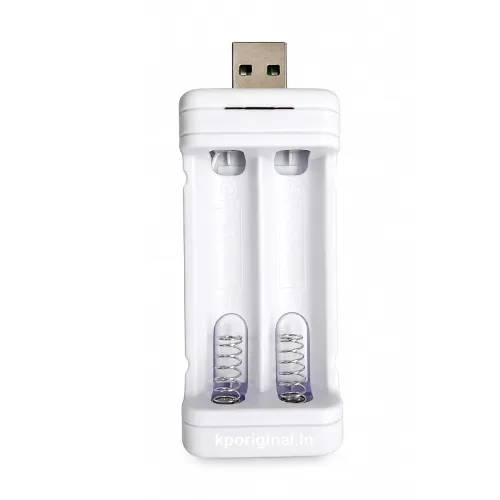 Image of USB AA AAA NiMH Ni-CD Battery Charger, 2-Slot, LED Indicators