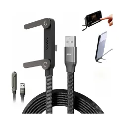 USB Type-C Fast Charging Cable 240 W with Built-in Phone Stand 2 in 1 Invisible Holder Charging Cord