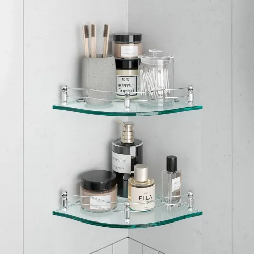 Image of USF Bath Accessories Classy Bathroom Corner Shelf Wall Mounted 
