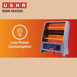 Usha 2 Rod Quartz Heater | 800Watt with Low Power Consumption | Cool Touch Body |