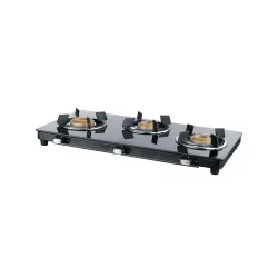 USHA Ebony Neo Slim 3 burner (EBNSL3RGC) with stainless steel body, glass cooktop, large space for parallel cooking